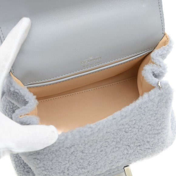 Delvaux Brillon Mini Shearling Handbag Ice Gray *Shoulder missing - Picture 6 of 9